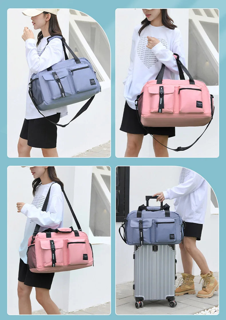 Large Fitness Bag Sports Handbag Women Dry Wet Shoes Pocket Single Shoulder Crossbody Swimming Yoga Gym Travel Backpack Duffel