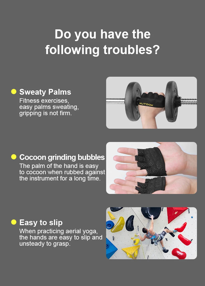 KUTOOK Men's And Women's Fitness Four Fingers Gloves Breathable Anti-slip Shock Absorption Yoga Dumbbell Cycling Sports Gloves