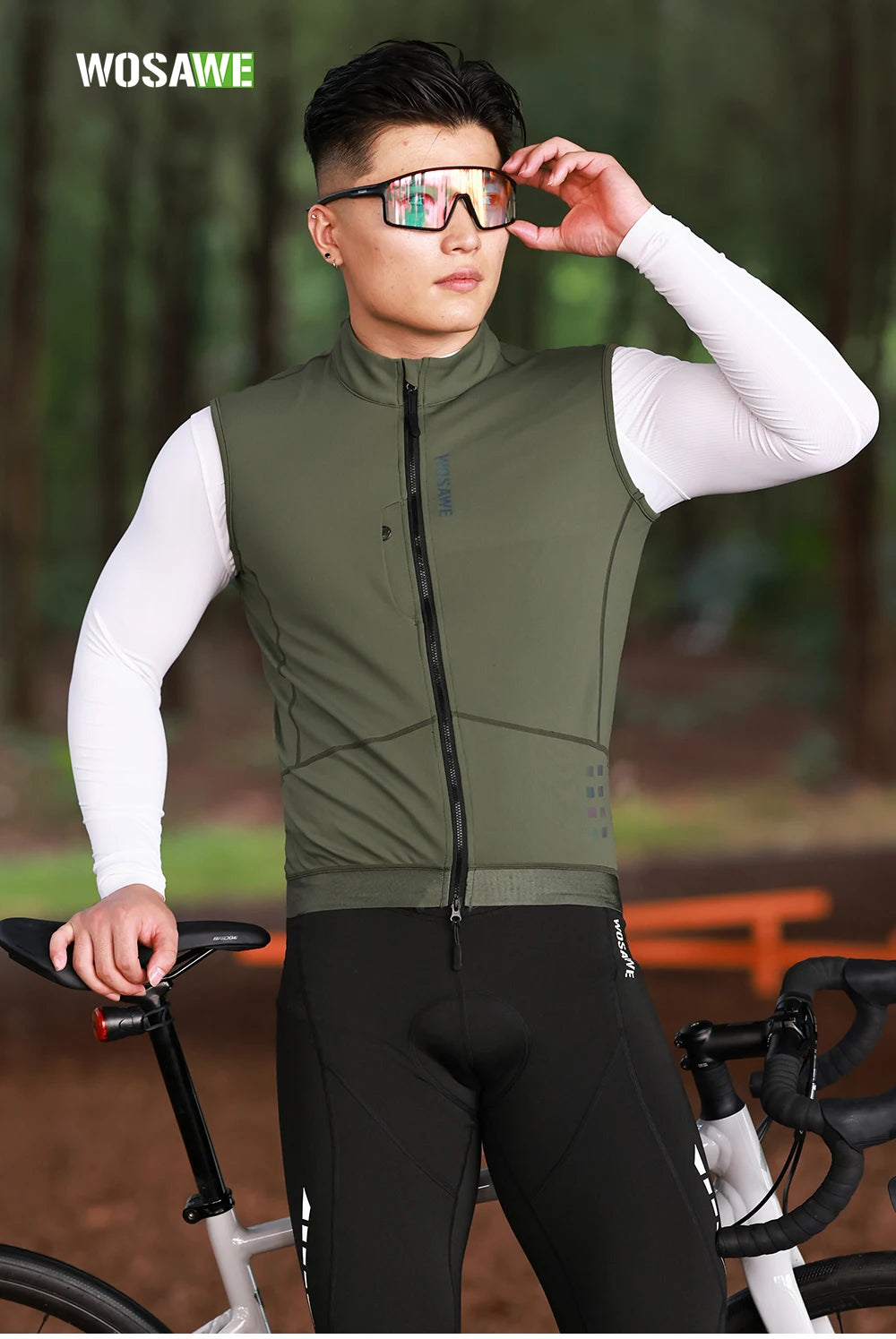 WOSAWE Thermal Winter Cycling Vest Windproof Bike Jacket Sleeveless Windbreaker Back Pockets for Men and Women
