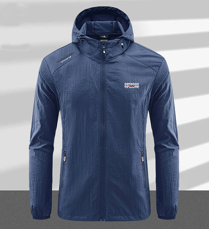 Summer Men Hiking Fishing Cycling Hooded Gym Sport Windbreaker Ultra Light Coat Men Outdoor Quick Dry Sun-Protective Thin Jacket