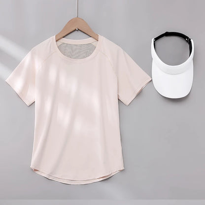DRUR Yoga Tops Sportswear Woman Gym Shirts Breathable Quick Dry Short Sleeve Workout T Shirt Jogger Running T Shirt Yogawear New