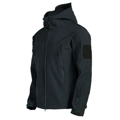 2024 new Multiple pockets Outdoor Sharkskin Softshell Rushing Jacket Suit Men's Fan Windproof Padded Mountaineering Jacket