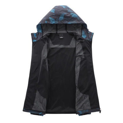 New Summer Men Hooded Jackets Anti-UV Hooded Trekking Jogging Long Sleeve Windbreaker Wear-resistant Mountain Coat Jacket Hombre