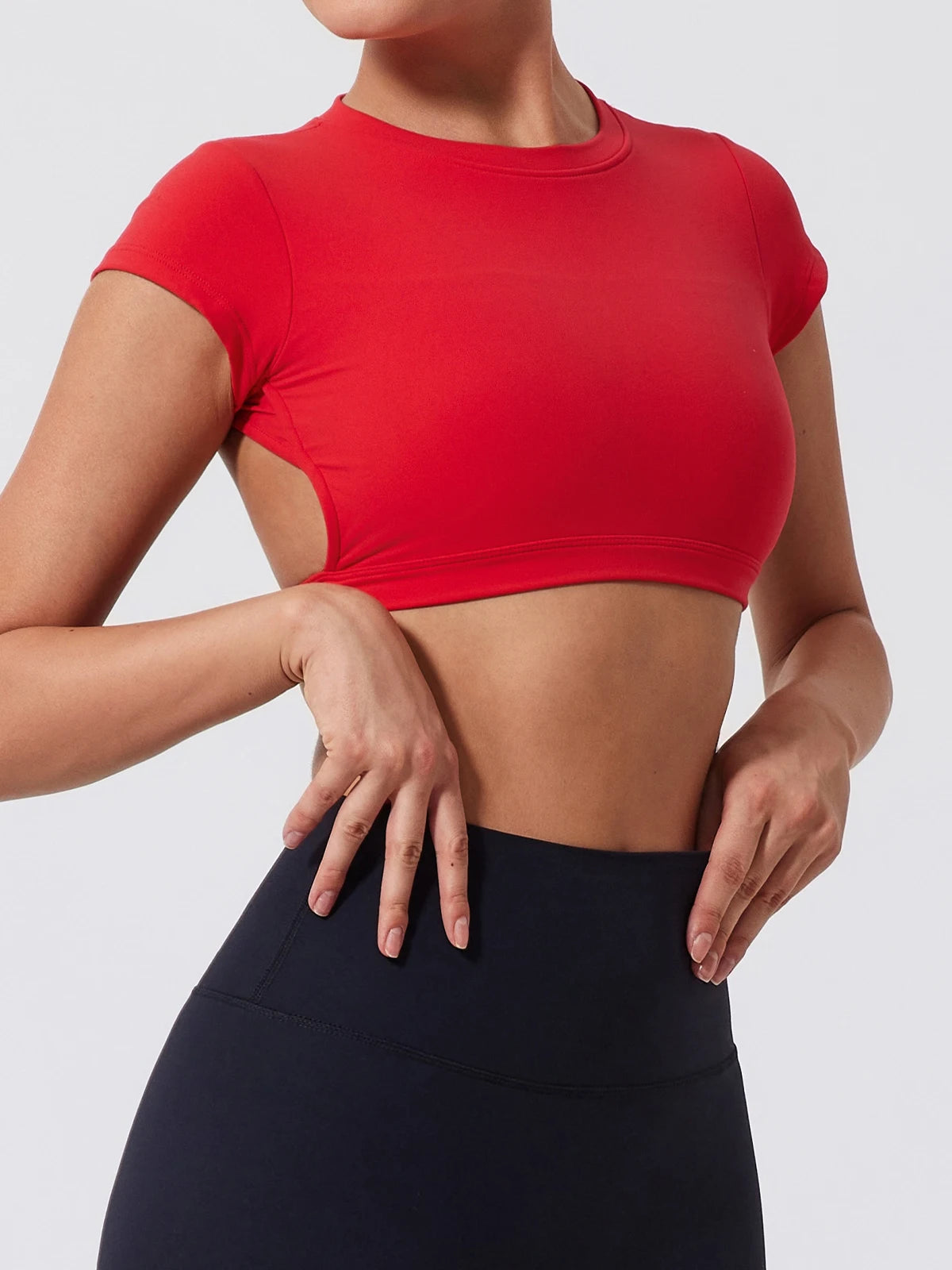 Hearuisavy Sports Shirts Workout Tops Fitness Activewear Female Quick-Dry Yoga Clothes Sport Crop Tops Backless Gym Top Women