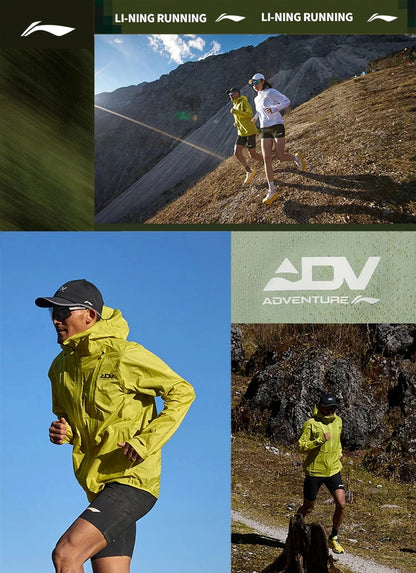 Li-Ning Men Women Professional Running Hooded Jacket Water Resistant Outdoor Mountain Wear LiNing Trail Run Windbreaker ACFV027