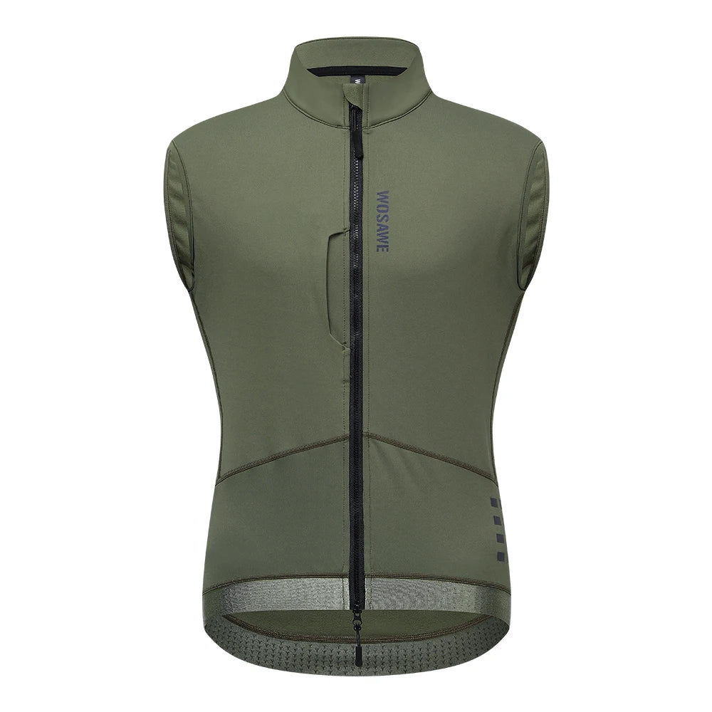 WOSAWE Thermal Winter Cycling Vest Windproof Bike Jacket Sleeveless Windbreaker Back Pockets for Men and Women