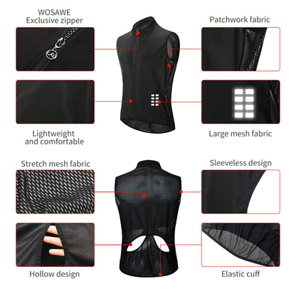 WOSAWE Men Running Jacket Reflective Windproof Waterproof Mountain Bike MTB Wind Coat Riding Bicycle Cycling Windbreaker