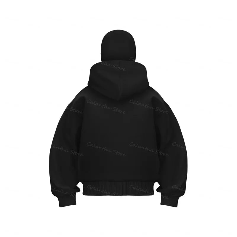 Men's Winter Hoodie with Balaclava Face Mask Zipper Design Sports Jacket for Outdoor Activities Hiking Travel Running Sweatshirt