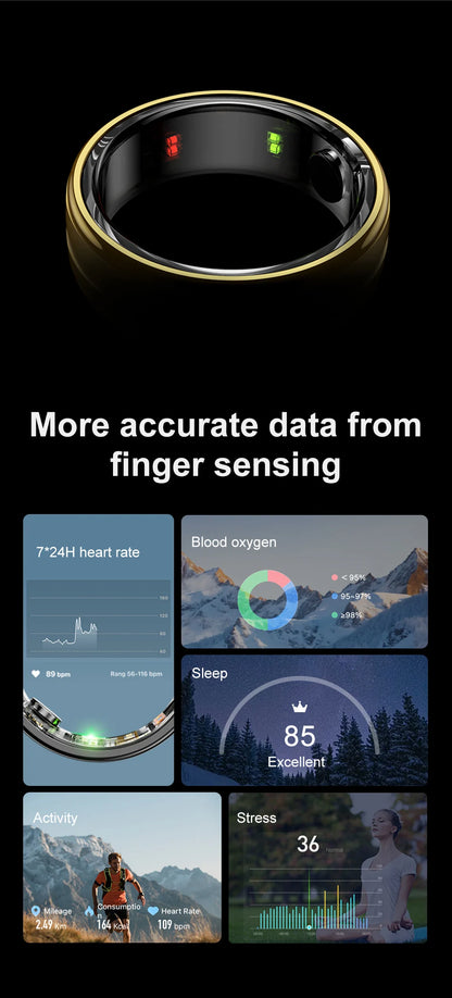 COLMI R06 Smart Ring Men Women, Heart Rate and Blood Oxygen Monitor, IP68 & 5ATM Waterproof, Multi-sport Mode