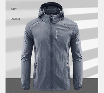 Summer Outdoor Quick Dry Sun-Protective Thin Jacket Men Hiking Fishing Cycling Hooded Gym Sport Windbreaker Ultra Light Coats