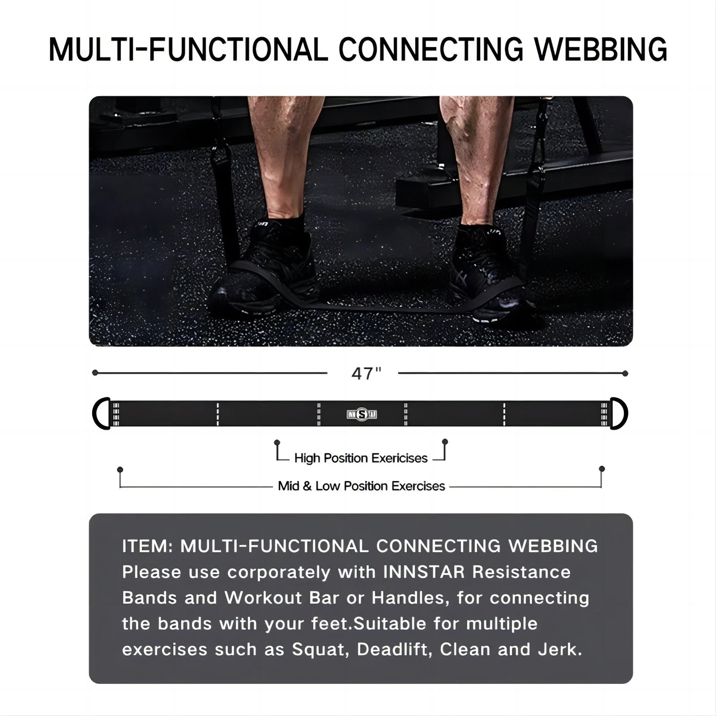 INNSTAR Resistance Bands Accessories Elastic Band Fitness Handle Foot Strap Gym Full Body Workout Bench Press Exercise Equipment