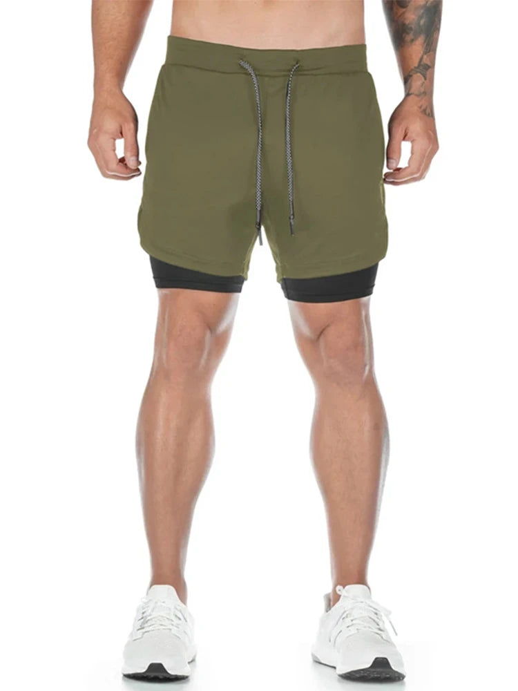 Camo Running Shorts Men Gym Sports Shorts 2 In 1 Quick Dry Workout Training Gym Fitness Jogging Short Pants Summer Men Shorts