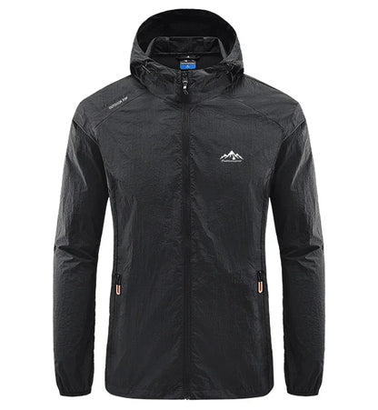 Summer Men Hiking Fishing Cycling Hooded Gym Sport Windbreaker Ultra Light Coat Men Outdoor Quick Dry Sun-Protective Thin Jacket