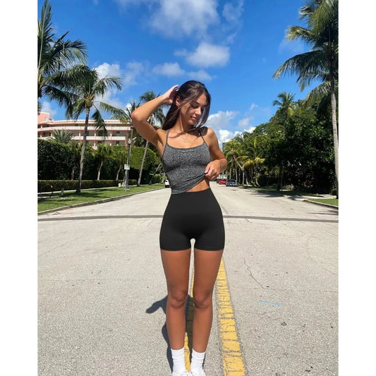 Thread-Stripes Seamless Fitness Shorts