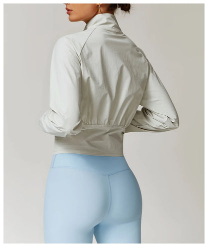 Women's Jacket Long Sleeved Outdoor Fitness Coat Yoga Crop Tops Gym Clothes Sports Tops Jacket Yoga Shirt Workout Sweatshirts