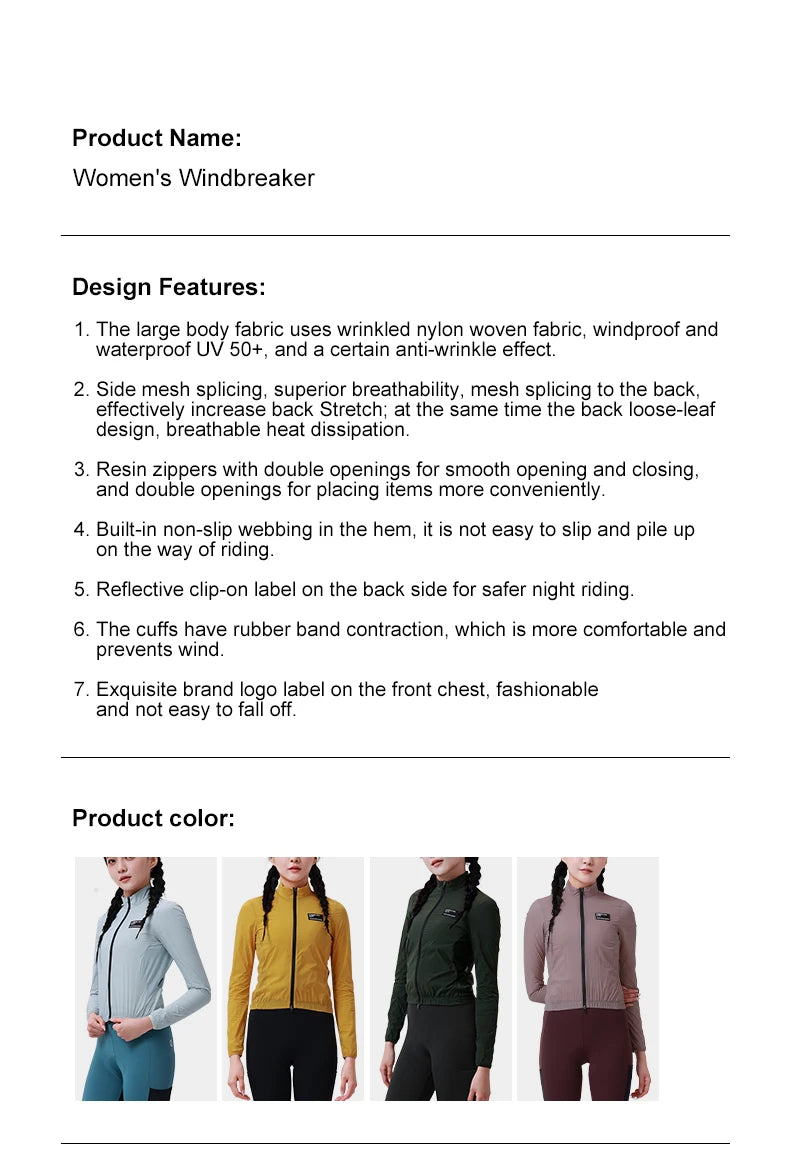 INBIKE Women's Windbreaker Cycling Lightweight Waterproof MTB Clothing for Running Road Bike Biking Top Jacket Clothes Quick Dry