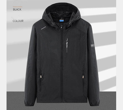 Summer Outdoor Quick Dry Sun-Protective Thin Jacket Men Hiking Fishing Cycling Hooded Gym Sport Windbreaker Ultra Light Coats