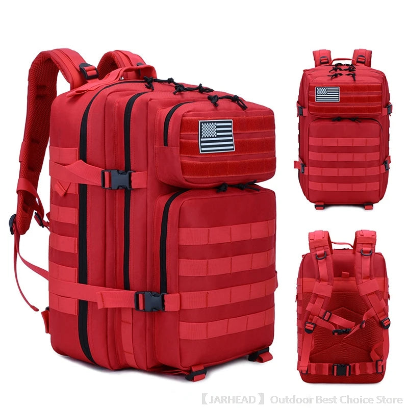 45L Tactical Backpack Outdoor Traveling Bag Fitness MOLLE Backpack School Pack GYM EDC Hiking Rucksack Witch Bottle Holder
