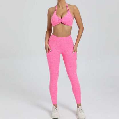 Sexy 2PCS Yoga Set Gym Suits with Shorts Crop Top Sports Bra Women Tracksuit Shorts 2 Pieces Running Clothing Fitness Clothing