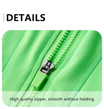 Women's Sport Jackets Zipper Slim Yoga Coat Quick Dry Running Jacket Elastic Long Sleeve Thumb Hole Gym Fitness Top