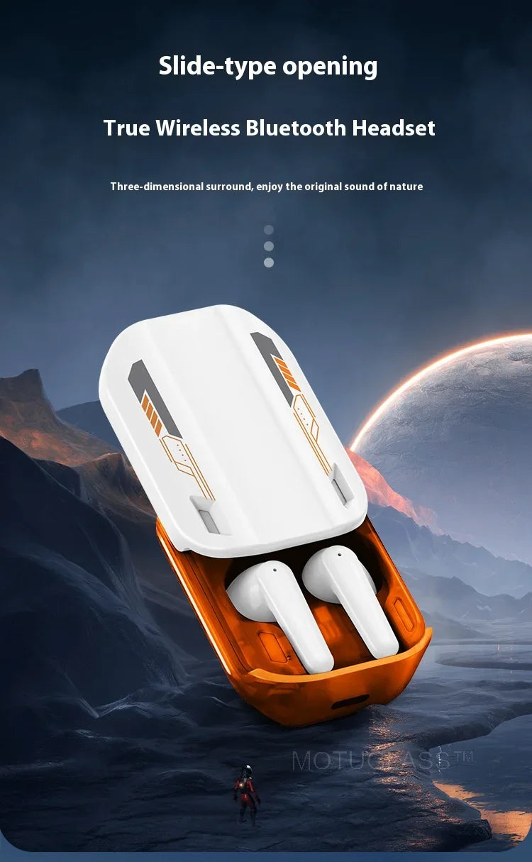 Magnetic Slide Wireless Bluetooth Earbuds Dual Track Long Battery Life Semi Transparent Sports Earphones for Running Gym Workout
