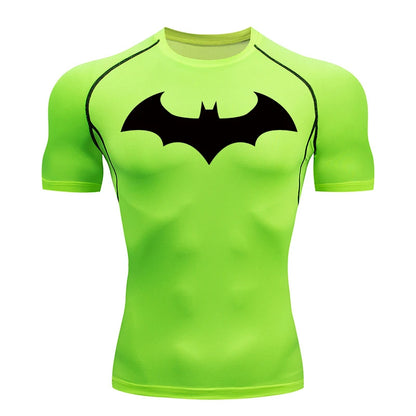 Bat Graphic Compression Shirts for Men Short Sleeve Rash Guard Gym Workout Running Tshirt Summer Athletic Quick Dry Tees Tops