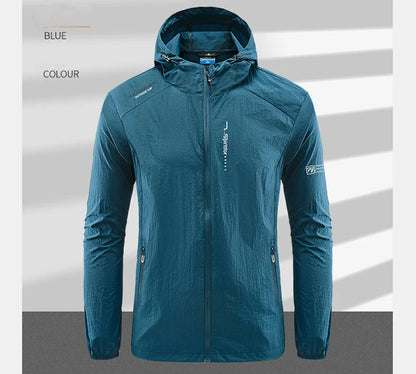 Summer Outdoor Quick Dry Sun-Protective Thin Jacket Men Hiking Fishing Cycling Hooded Gym Sport Windbreaker Ultra Light Coats