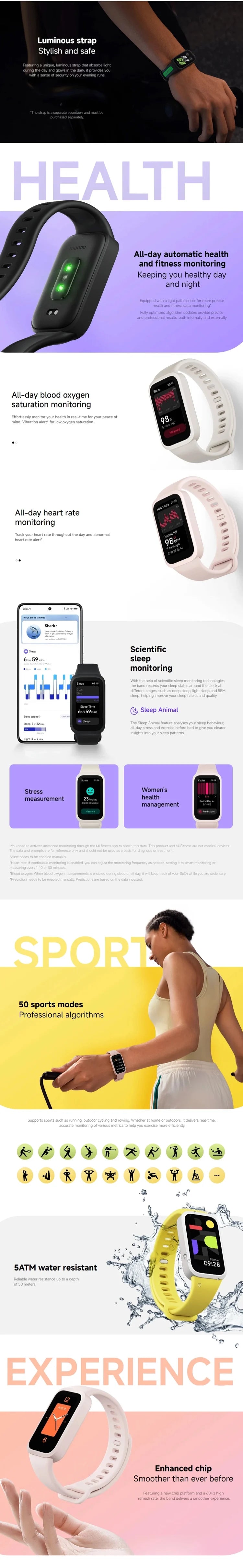 Global Version Xiaomi Smart Band 9 Active Bluetooth Smartwatch 1.47" TFT Screen 18 Days Battery Life Sports Modes Sleep Tracking