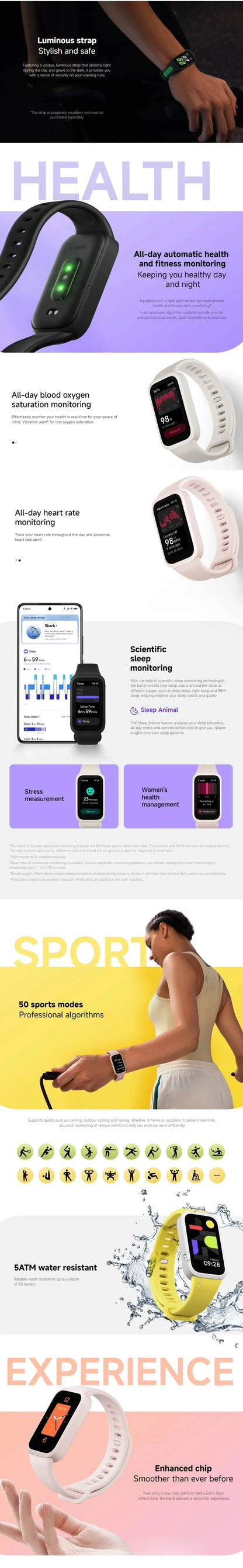 Global Version Xiaomi Smart Band 9 Active Bluetooth Smartwatch 1.47" TFT Screen 18 Days Battery Life Sports Modes Sleep Tracking