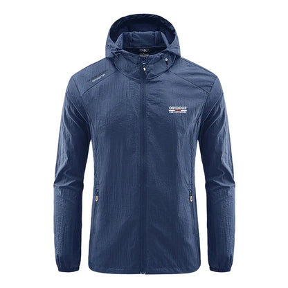 Summer Men Hiking Fishing Cycling Hooded Gym Sport Windbreaker Ultra Light Coat Men Outdoor Quick Dry Sun-Protective Thin Jacket
