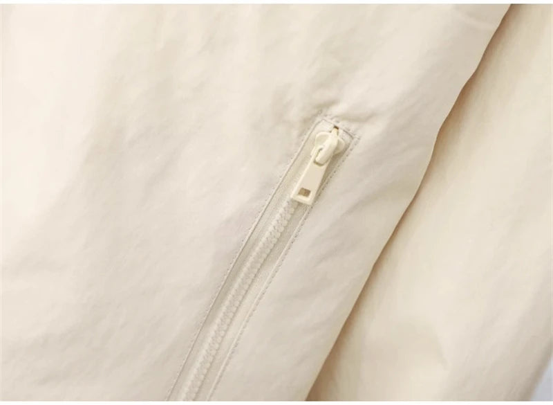 Spring Autumn Thin Cardigan Jacket Women's 2025 Jackets Zipper Long Sleeve Simple Fashionable Solid High-necked Female Coat Tops