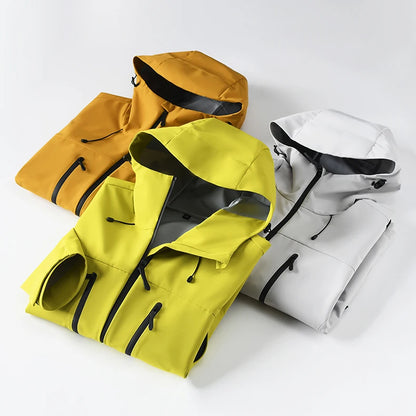 EUMERGX Unisex Waterproof Windbreaker Jacket - Single-Layer Raincoat for Hiking, Camping - Certified Moderate Rain Protection