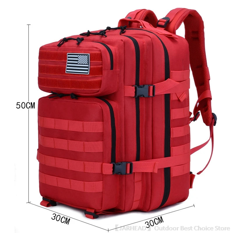 45L Tactical Backpack Outdoor Traveling Bag Fitness MOLLE Backpack School Pack GYM EDC Hiking Rucksack Witch Bottle Holder
