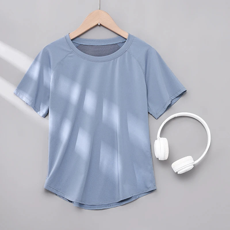 DRUR Yoga Tops Sportswear Woman Gym Shirts Breathable Quick Dry Short Sleeve Workout T Shirt Jogger Running T Shirt Yogawear New