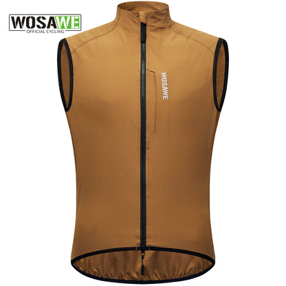 WOSAWE Lightweight Cycling Vest Men Women Reflective Windproof MTB Bike Windbreaker Mesh Back Running Gilet Wind Vest Jacket