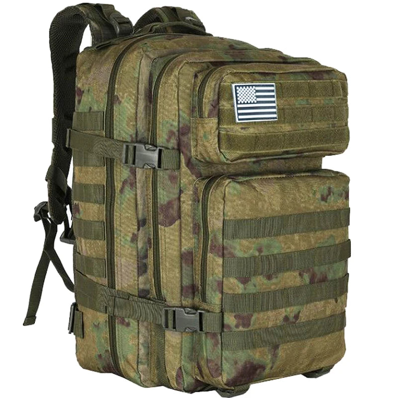 45L Tactical Backpack Outdoor Traveling Bag Fitness MOLLE Backpack School Pack GYM EDC Hiking Rucksack Witch Bottle Holder