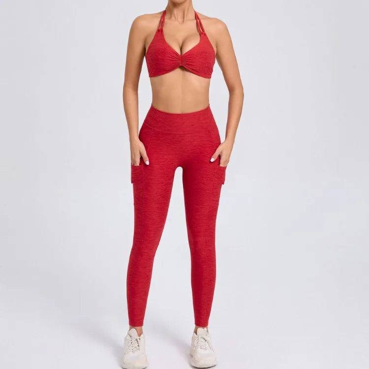 Sexy 2PCS Yoga Set Gym Suits with Shorts Crop Top Sports Bra Women Tracksuit Shorts 2 Pieces Running Clothing Fitness Clothing
