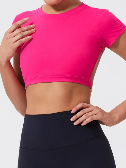 Hearuisavy Sports Shirts Workout Tops Fitness Activewear Female Quick-Dry Yoga Clothes Sport Crop Tops Backless Gym Top Women