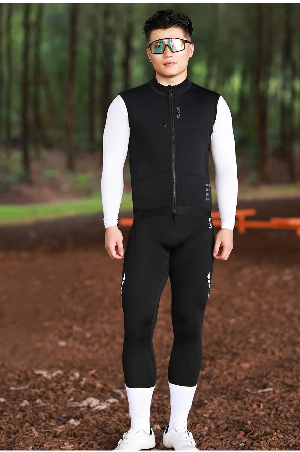 WOSAWE Thermal Winter Cycling Vest Windproof Bike Jacket Sleeveless Windbreaker Back Pockets for Men and Women
