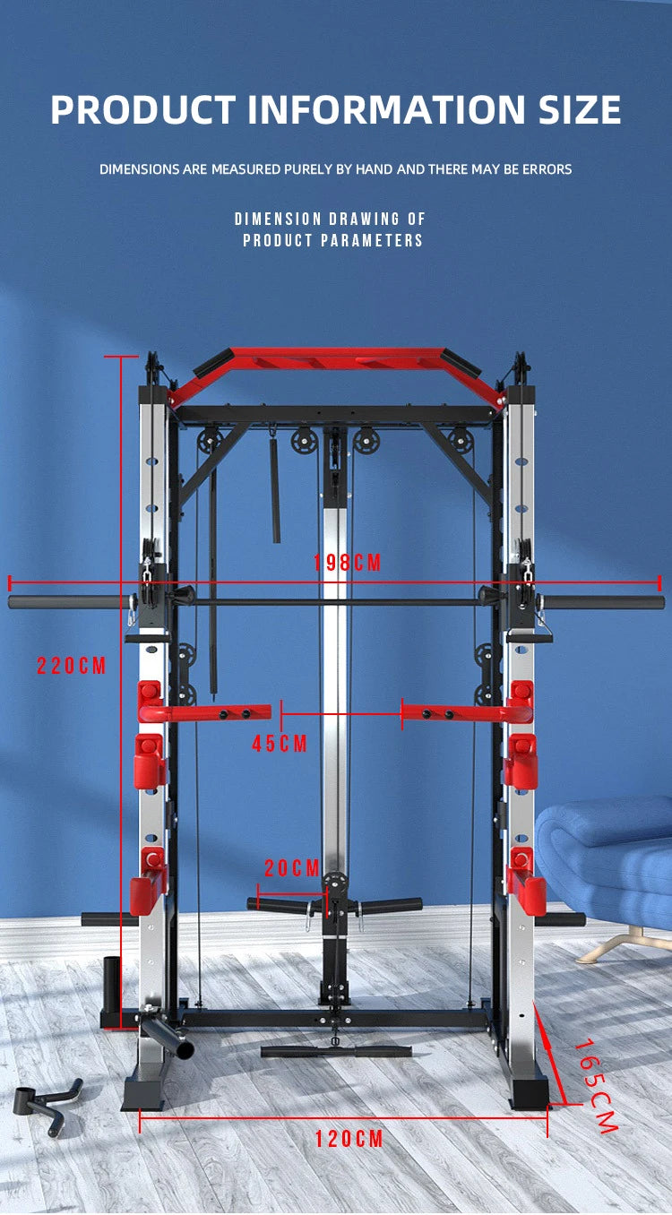 Multi Functional Smith Machine Home Gym Cable Crossover Machine Strength Training Squat Rack Exercise Equipment