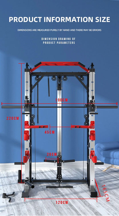 Multi Functional Smith Machine Home Gym Cable Crossover Machine Strength Training Squat Rack Exercise Equipment