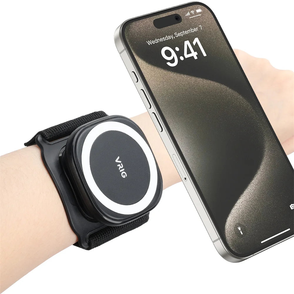 VRIG MagSafe Magnetic Phone Holder Wrist Strap Bracket Magnet Grip for iPhone 16 5 14 Android Running Cycling Running Gym Holder