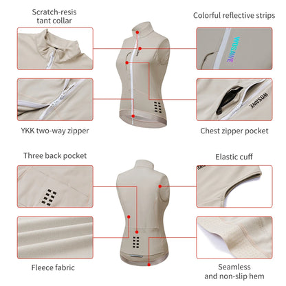 WOSAWE Thermal Winter Cycling Vest Windproof Bike Jacket Sleeveless Windbreaker Back Pockets for Men and Women