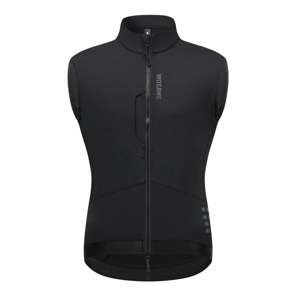 WOSAWE Thermal Winter Cycling Vest Windproof Bike Jacket Sleeveless Windbreaker Back Pockets for Men and Women