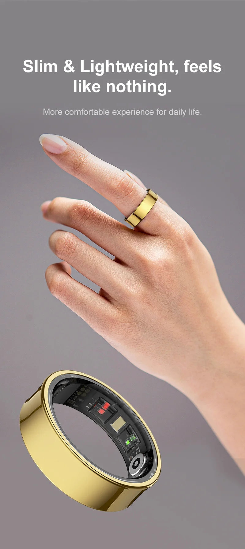New Smart Ring R09 Health Monitor Multi Sport Mode Skin Temperature Measurement 5ATM Waterproof Smart Ring With Charging Case