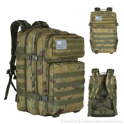 45L Tactical Backpack Outdoor Traveling Bag Fitness MOLLE Backpack School Pack GYM EDC Hiking Rucksack Witch Bottle Holder