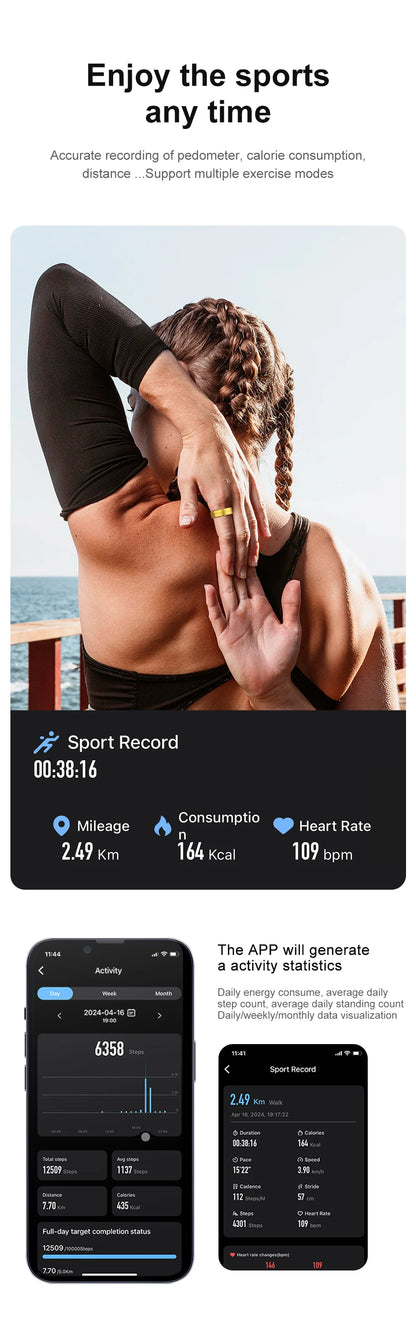 COLMI R06 Smart Ring Men Women, Heart Rate and Blood Oxygen Monitor, IP68 & 5ATM Waterproof, Multi-sport Mode