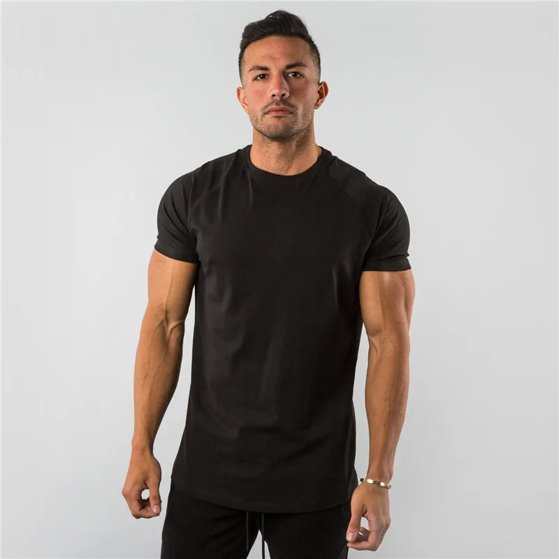 T Shirt Men Casual Short Sleeve Muscle Joggers Bodybuilding Tshirt Male Gym Fitness Tops Tee Streetwear Slim Fit Summer T-shirt
