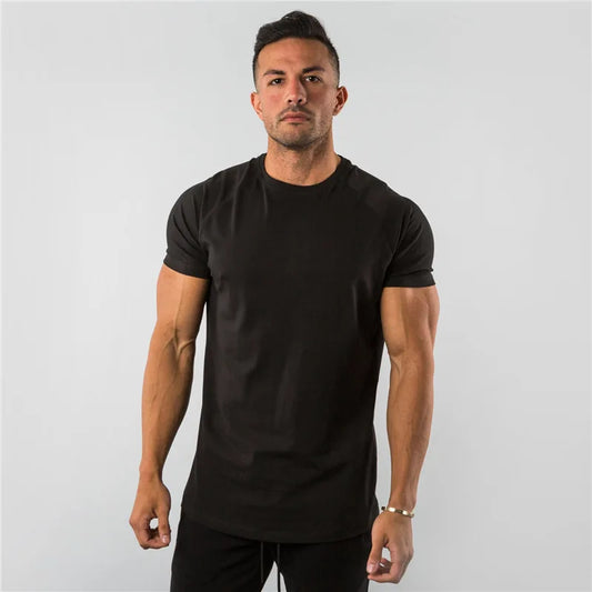 T Shirt Men Casual Short Sleeve Muscle Joggers Bodybuilding Tshirt Male Gym Fitness Tops Tee Streetwear Slim Fit Summer T-shirt