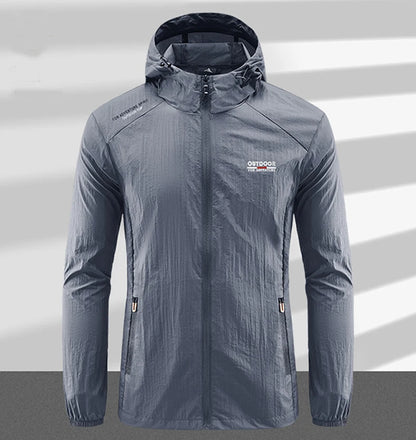 Summer Men Hiking Fishing Cycling Hooded Gym Sport Windbreaker Ultra Light Coat Men Outdoor Quick Dry Sun-Protective Thin Jacket